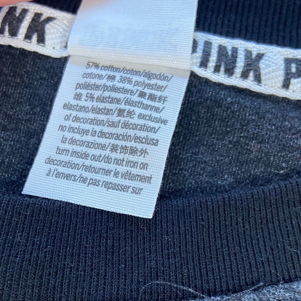 3/$12 PINK Victoria's Secret Flannel Sweatshirt Black Gray Medium Long Sleeve - Picture 10 of 14